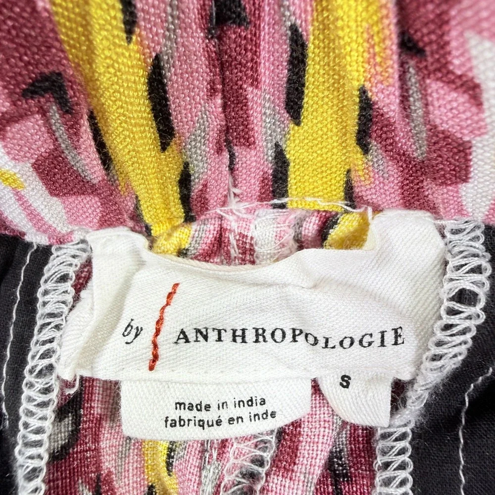 Anthropologie Geometric‎ Ikat Print Tie Waist Shorts Linen Blend Small